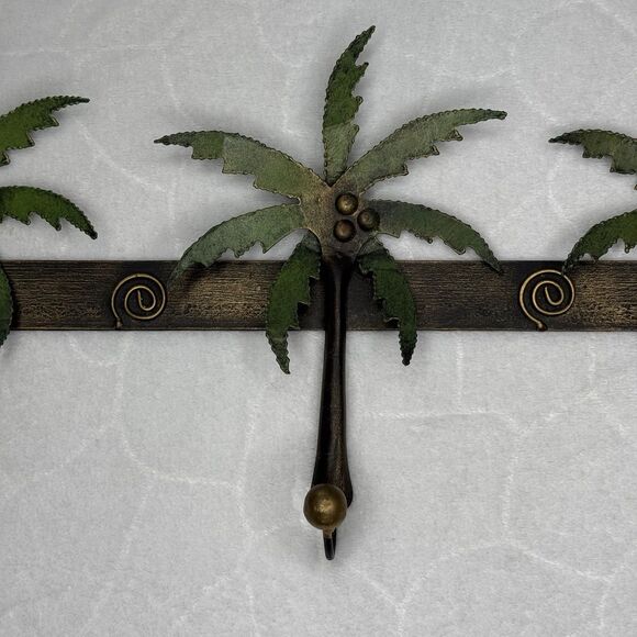 3D Metal Art Tropical Palm Trees Sunset Wall Hanging 3 Hooks 18” Long - Picture 4 of 16